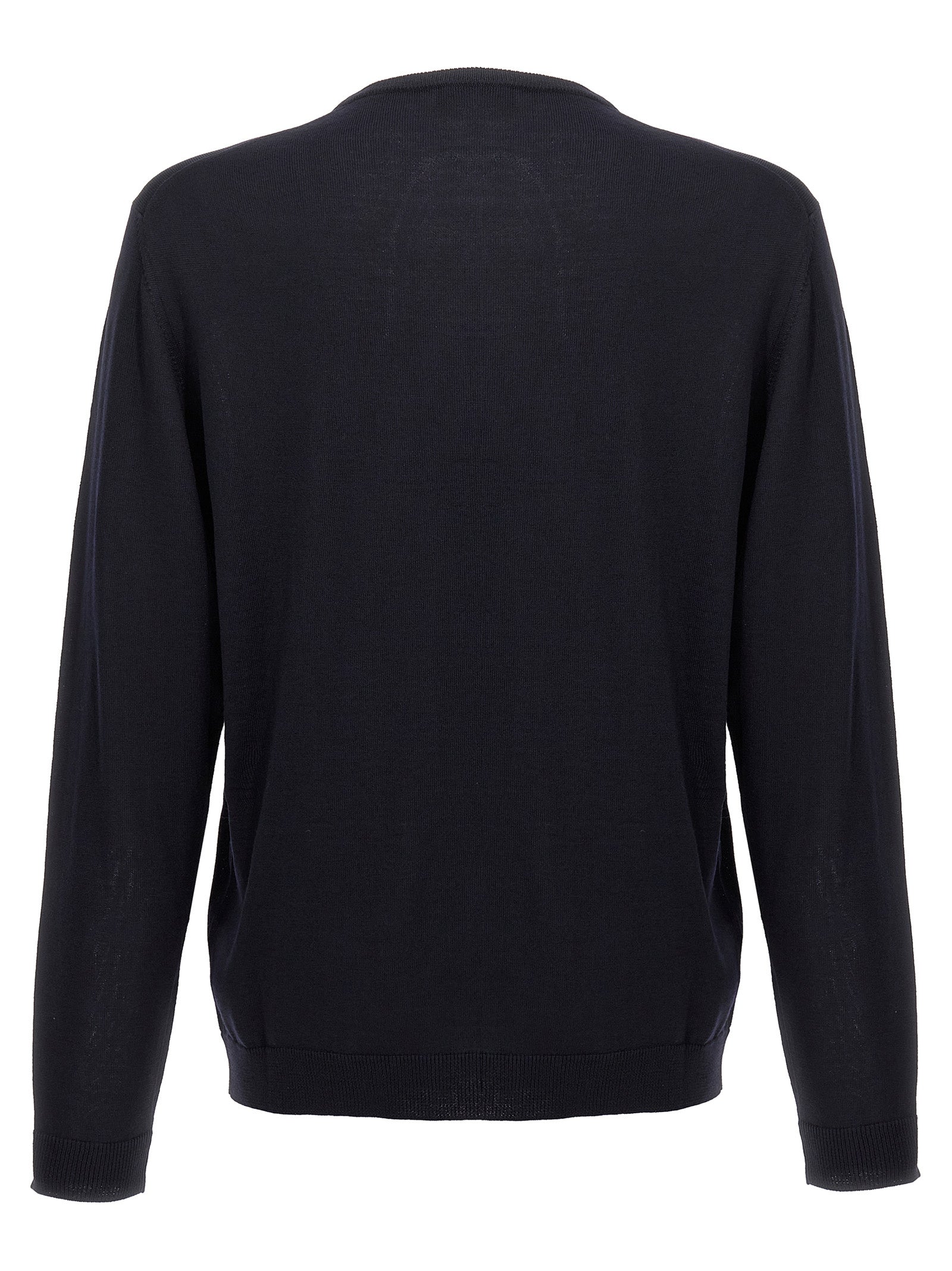 Cardigan by Roberto Collina for men in merino wool blue features a nuanced silhouette with a refined crew neckline and nuanced detailing for a sophisticated look.