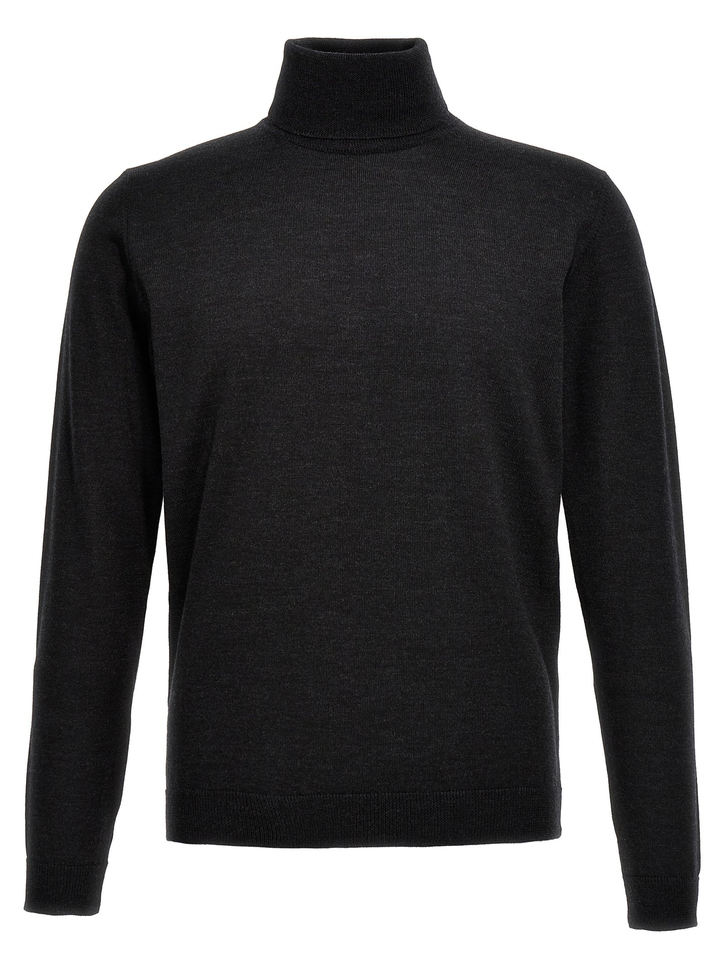Cardigan by Roberto Collina for men in merino wool gray showcases a luxurious silhouette, meticulously detailed with a sophisticated turtle high-neck neckline and for a refined finish.