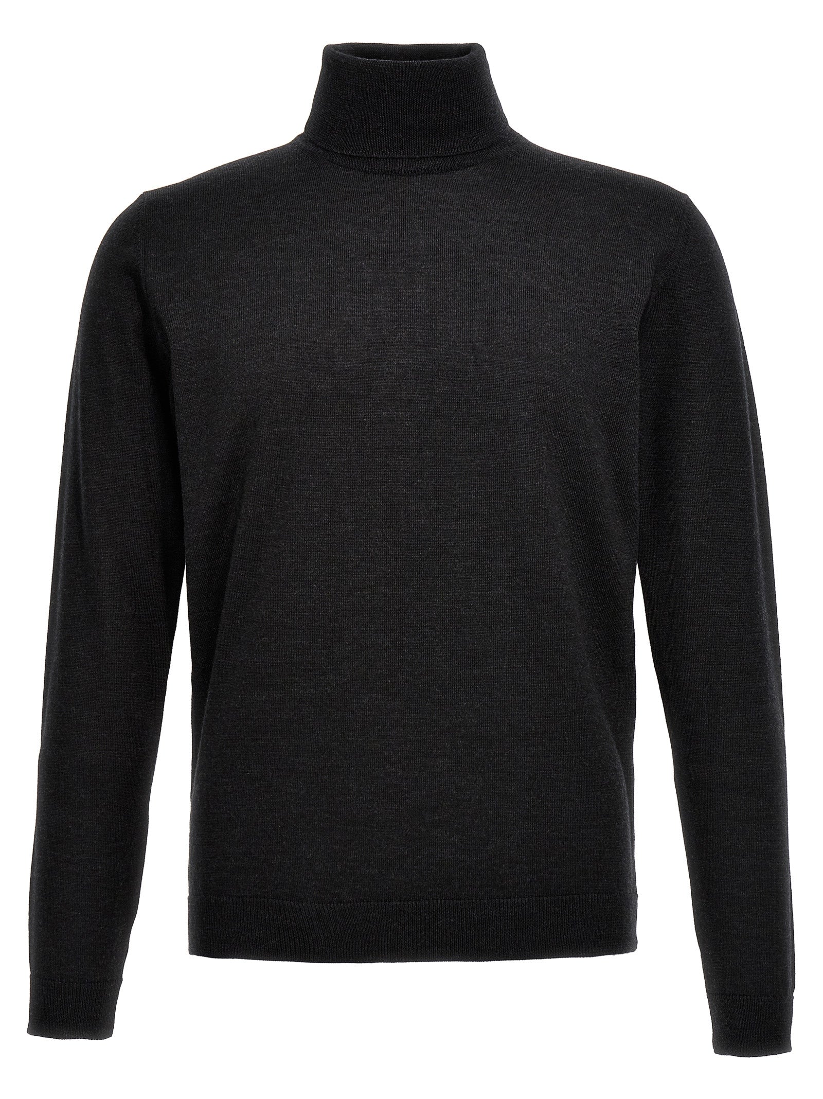 Cardigan by Roberto Collina for men in merino wool gray showcases a luxurious silhouette, meticulously detailed with a sophisticated turtle high-neck neckline and for a refined finish.