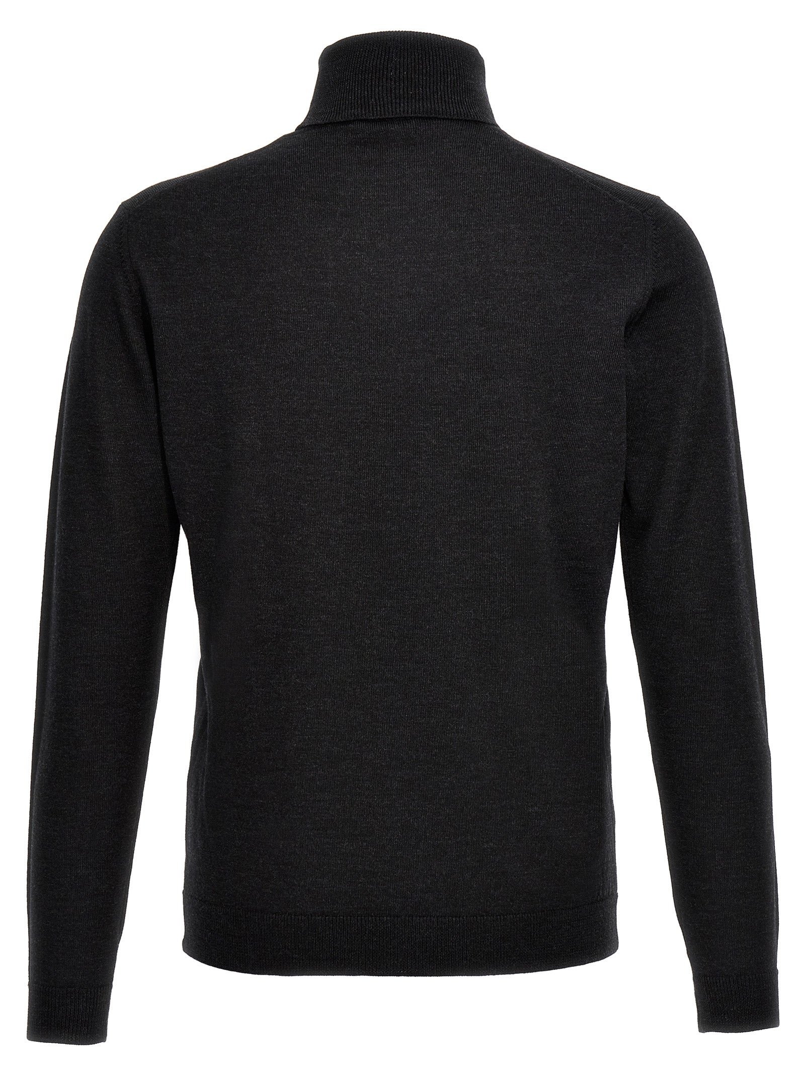 Cardigan by Roberto Collina for men in merino wool gray features an crisp silhouette, showcasing a sophisticated turtle high-neck neckline and detail for a truly crisp finish.