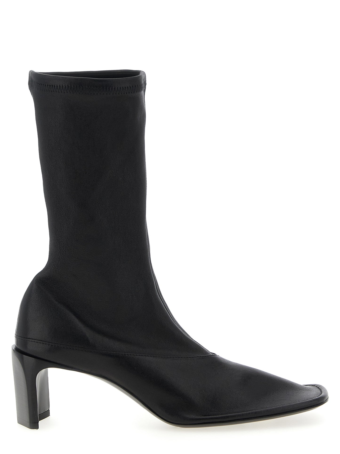 Ankle Boots by Jil Sander for women in nappa lamb leather black features an effortless chic silhouette from the Women's Nappa Lamb Leather Ankle Boots collection, showcasing a effortless chic and refined square toe style for an effortless chic look.
