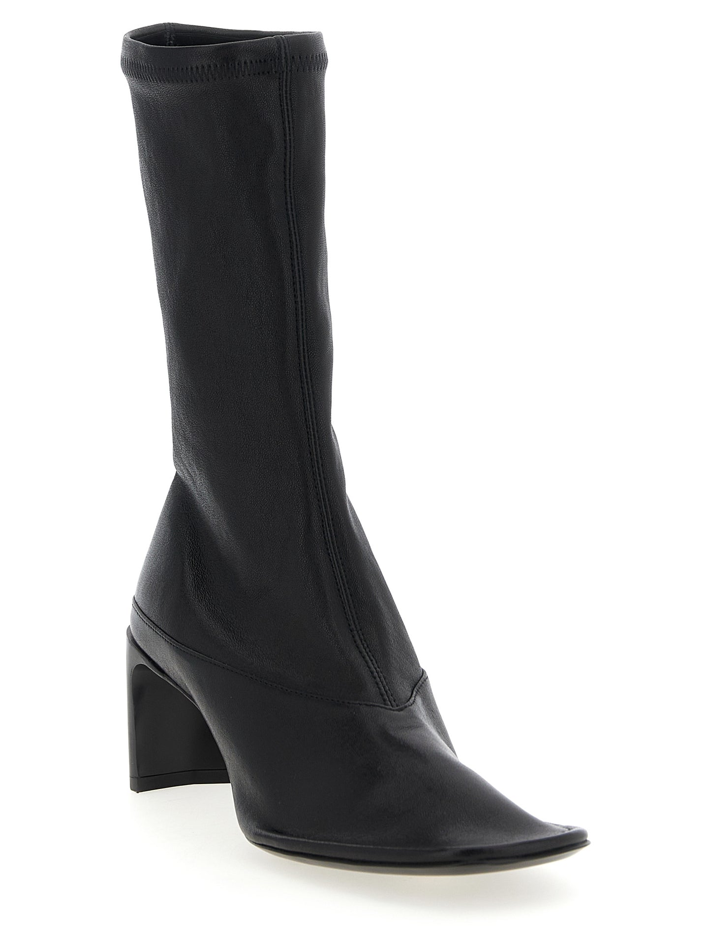 Ankle Boots by Jil Sander for women in nappa lamb leather black features an dynamic silhouette, showcasing the dynamic Women's Nappa Lamb Leather Ankle Boots design with its distinctive and elegant square toe style.