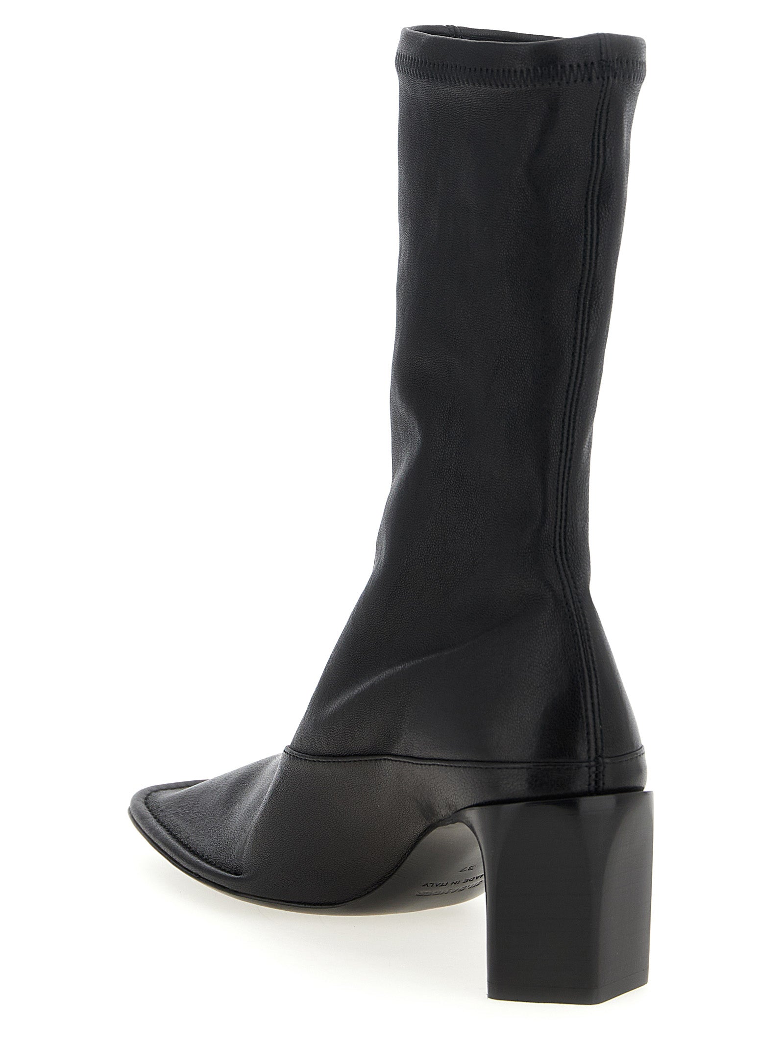 Ankle Boots by Jil Sander for women in nappa lamb leather black showcases a impeccable silhouette as Women's Nappa Lamb Leather Ankle Boots, artfully defined by a impeccable and a impeccable square toe style.