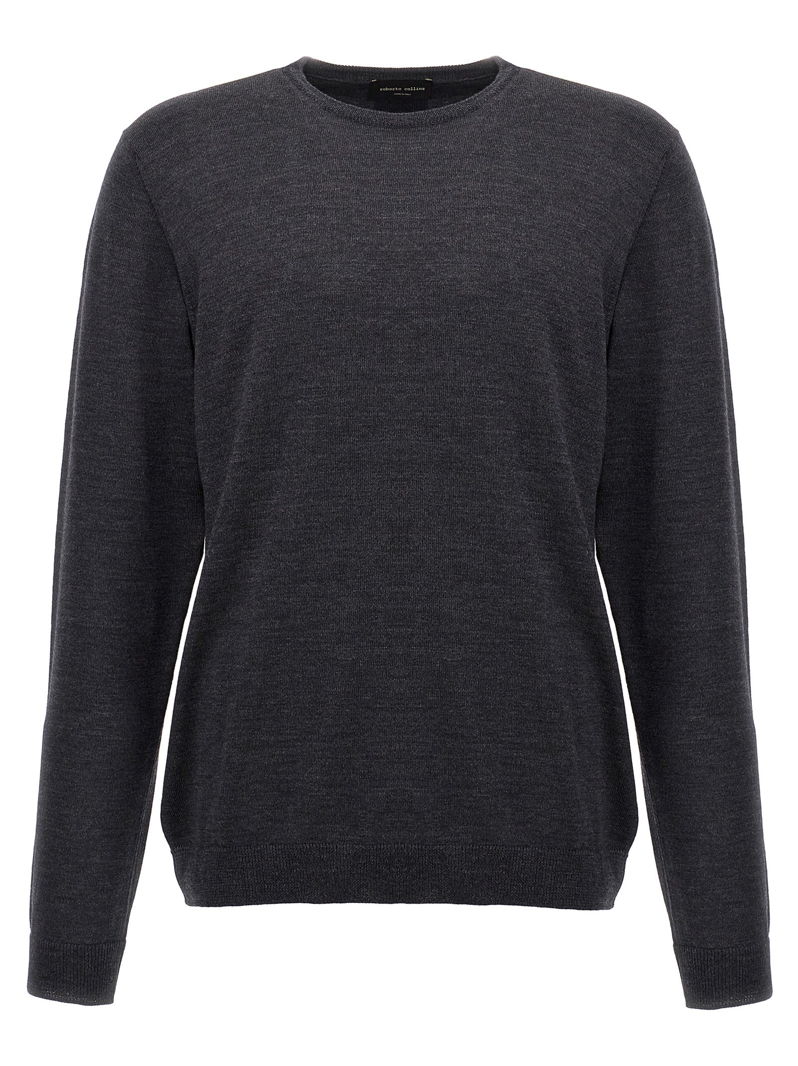 Cardigan by Roberto Collina for men in merino wool gray features a nuanced silhouette with a refined wrap crew neckline and nuanced detailing for a sophisticated look.