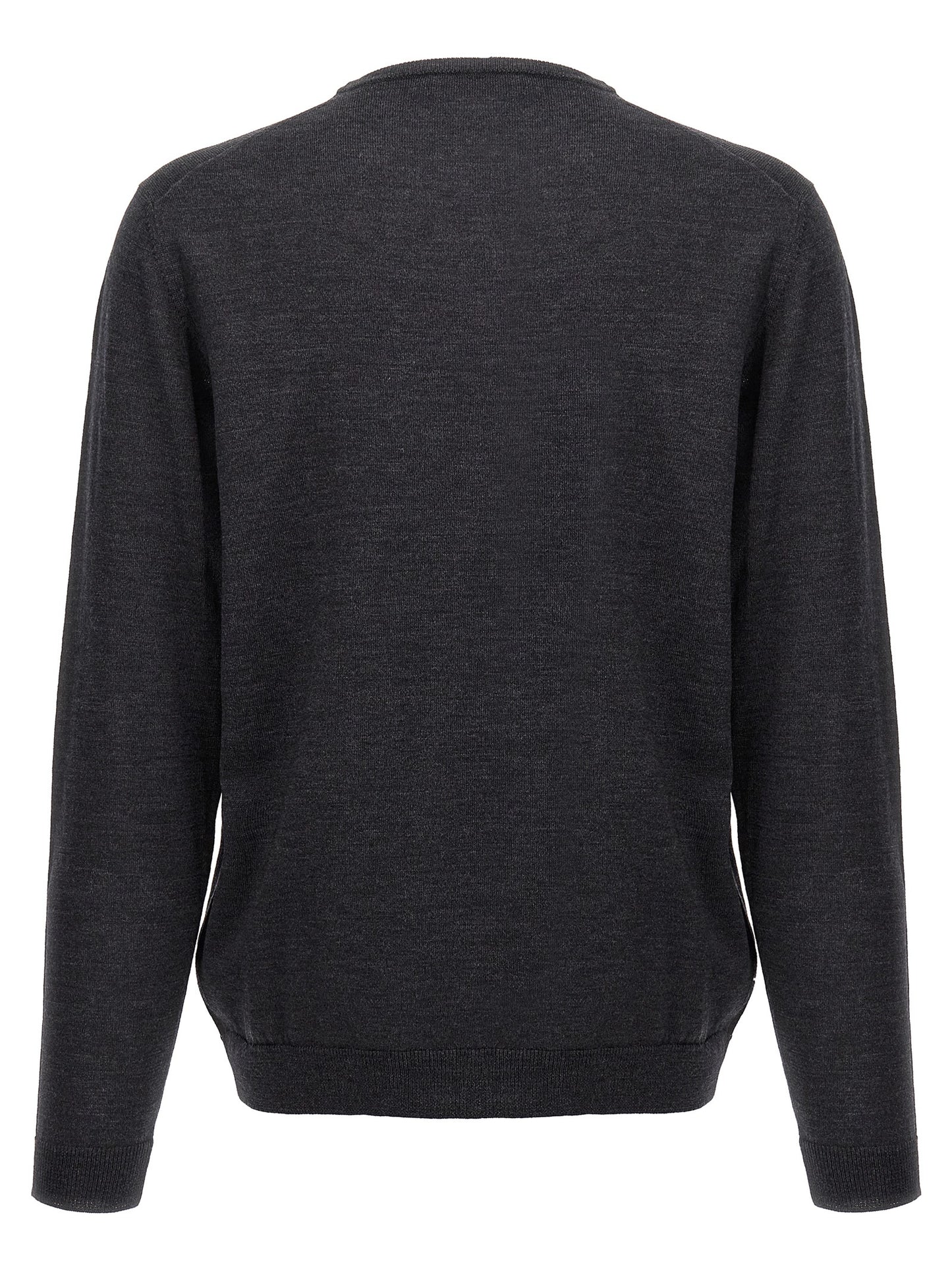 Cardigan by Roberto Collina for men in merino wool gray features an crisp silhouette, showcasing a sophisticated wrap crew neckline and detail for a truly crisp finish.
