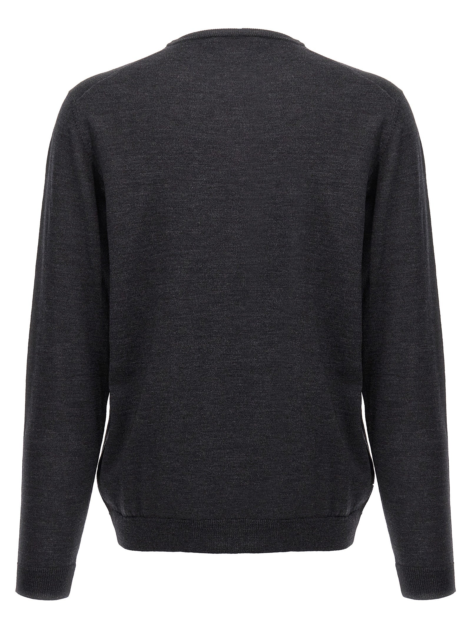 Cardigan by Roberto Collina for men in merino wool gray features an crisp silhouette, showcasing a sophisticated wrap crew neckline and detail for a truly crisp finish.