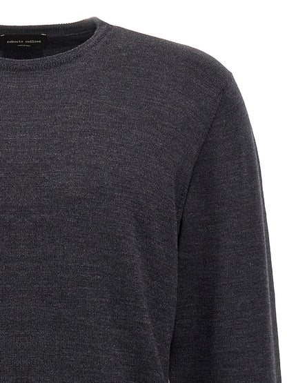 Cardigan by Roberto Collina for men in merino wool gray showcases a captivating silhouette, artfully detailed with a captivating and for a truly sophisticated captivating look.