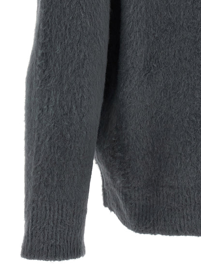 Cardigan by Roberto Collina for men in plush polyamide & cotton gray showcases a luxurious silhouette, meticulously detailed with a sophisticated and for a refined finish.