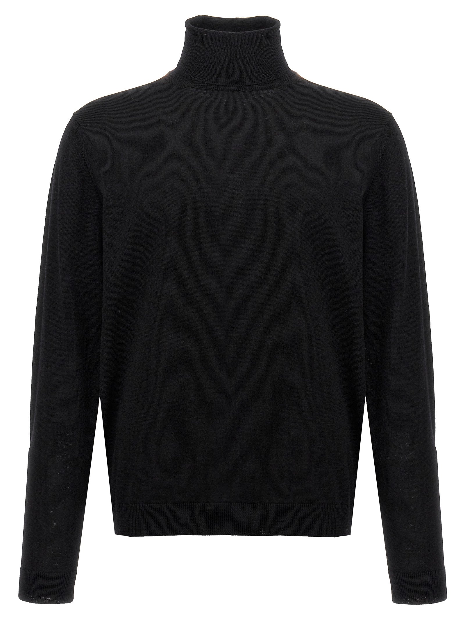 Cardigan by Roberto Collina for men in merino wool black features a nuanced silhouette with a refined turtle high-neck neckline and nuanced detailing for a sophisticated look.