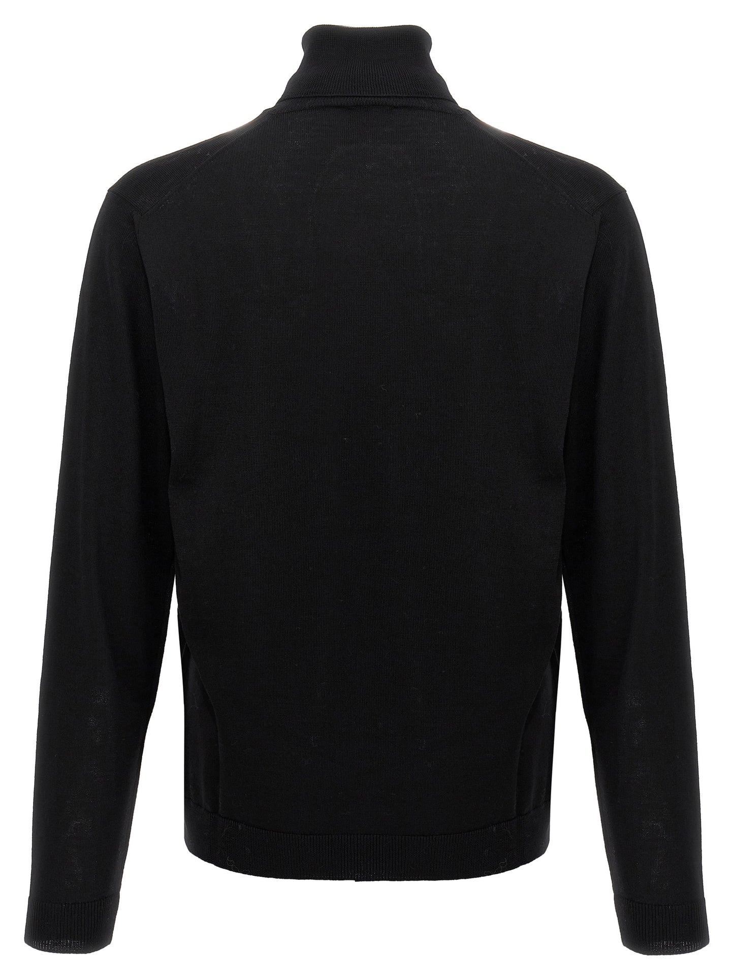 Cardigan by Roberto Collina for men in merino wool black showcases a captivating silhouette, artfully detailed with a captivating and turtle high-neck neckline for a truly sophisticated captivating look.