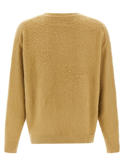 Cardigan by Roberto Collina for men in stretch polyamide cotton beige features a dramatic silhouette, showcasing a sophisticated and dramatic detail for a timeless, premium look.