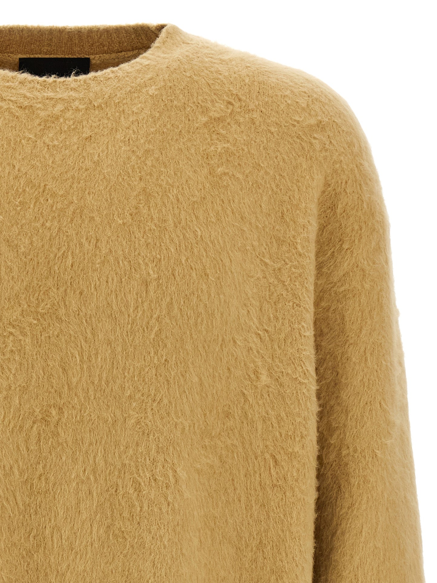 Cardigan by Roberto Collina for men in stretch polyamide cotton beige features a dramatic silhouette, showcasing a sophisticated and dramatic detail for a timeless, premium look.