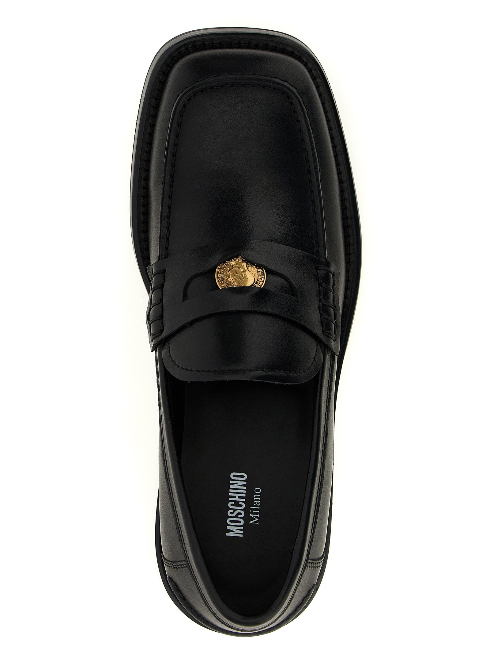 Loafer Slip-On Shoes by Moschino for men in leather & velvet black showcases a impeccable silhouette as Men's Leather & Velvet Loafer Slip-On Shoes, artfully designed with a impeccable and refined for a impeccable finish.
