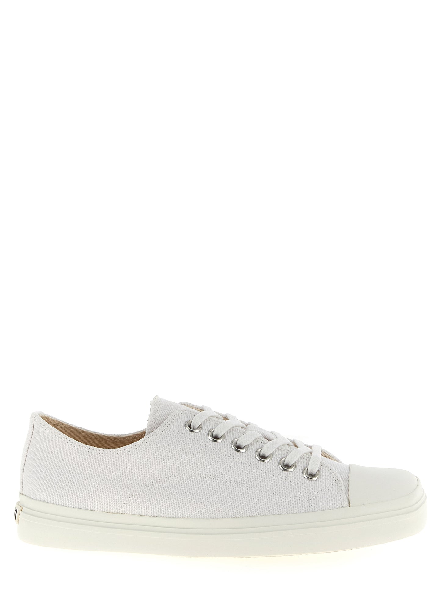 Sneakers by Moschino for men in cotton & rubber white features an versatile design from the Men's Low Top Cotton & Rubber Sneakers collection, highlighting a versatile low-top style for a premium, high-fashion look.