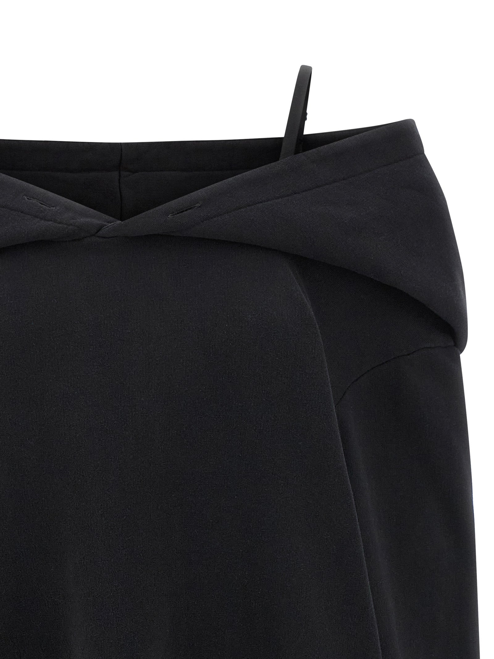 Hooded Dress by MM6 Maison Margiela for women in cotton black, white & signature showcases a striking silhouette, elegantly detailed with a , refined hooded neckline, and a striking short mini for a striking finish.