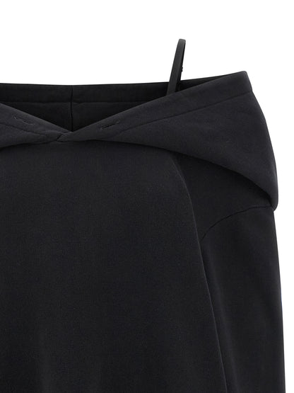 Hooded Dress by MM6 Maison Margiela for women in cotton black, white & signature showcases a striking silhouette, elegantly detailed with a , refined hooded neckline, and a striking short mini for a striking finish.
