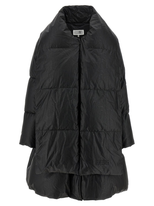 Puffer Jacket by MM6 Maison Margiela for women in leather viscose & goose down black features an on trend silhouette, showcasing refined insulated and a sophisticated for a truly on trend finish.