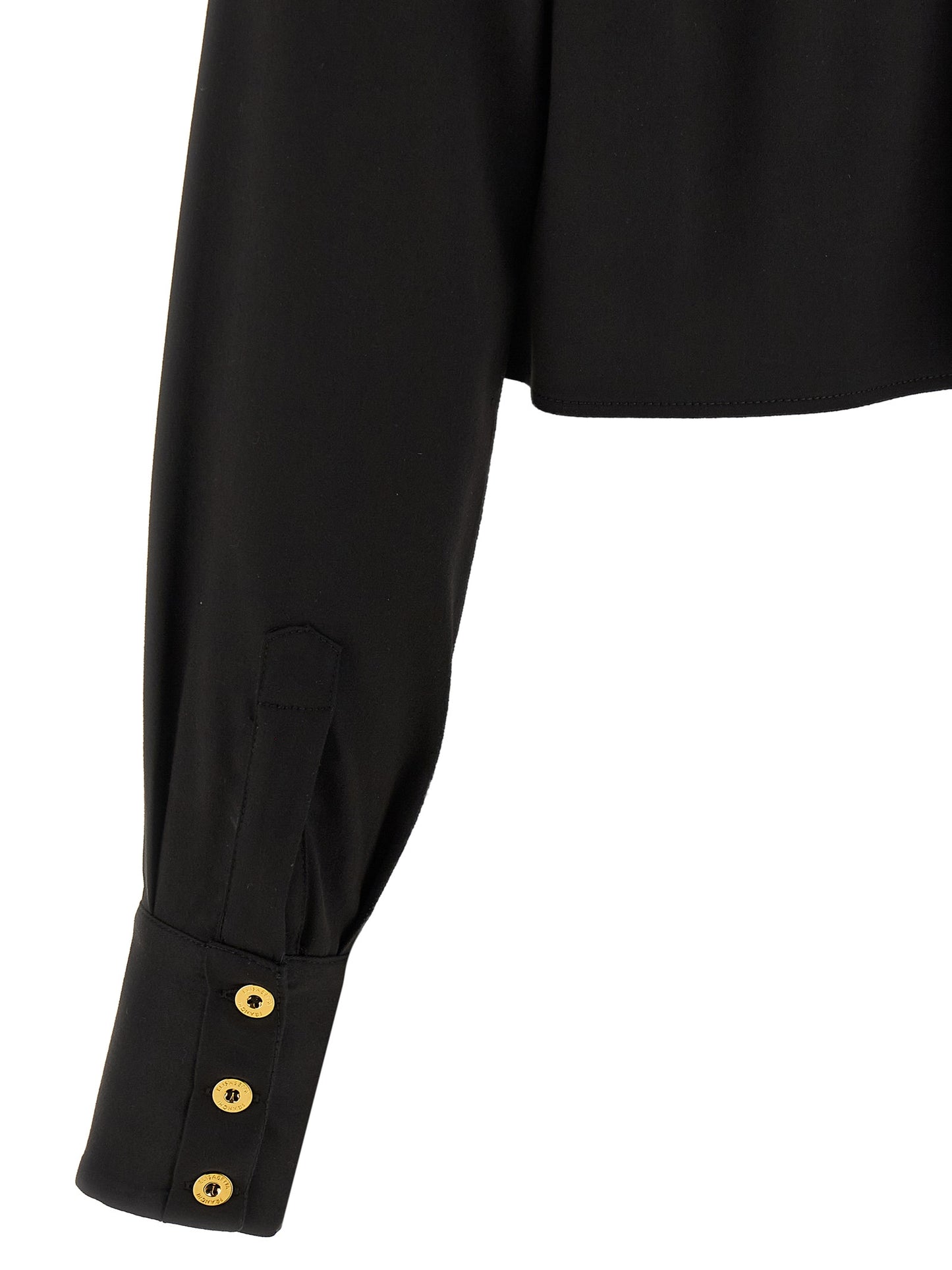 Blouse by Elisabetta Franchi for women in cotton satin black, featuring a nuanced and nuanced for a sophisticated finish.