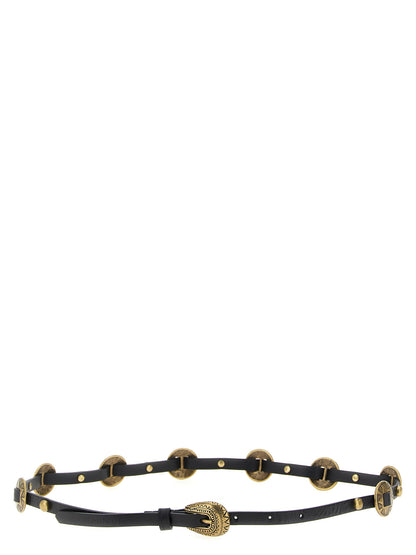 Belt by PINKO for women in calfskin leather black features a versatile silhouette, artfully showcasing the versatile design of the Calfskin leather Belt for a sophisticated, premium finish.