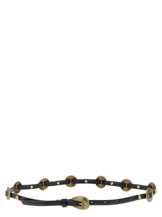 Belt by PINKO for women in calfskin leather black features a versatile silhouette, artfully showcasing the versatile design of the Calfskin leather Belt for a sophisticated, premium finish.