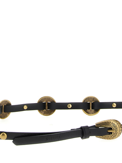 Belt by PINKO for women in calfskin leather black features an distinguished design, perfectly showcasing the sophisticated craftsmanship of this distinguished Calfskin leather Belt.