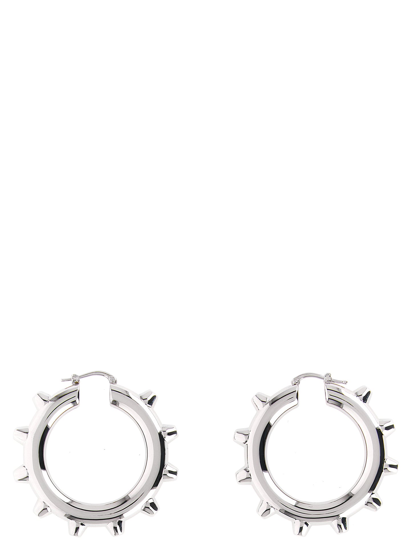 Earrings by Jil Sander for women in cotton silver & hooped features an ornate hoop from the Women's Hoop Silver Brass Earrings collection, showcasing a ornate finish that embodies sophisticated luxury.