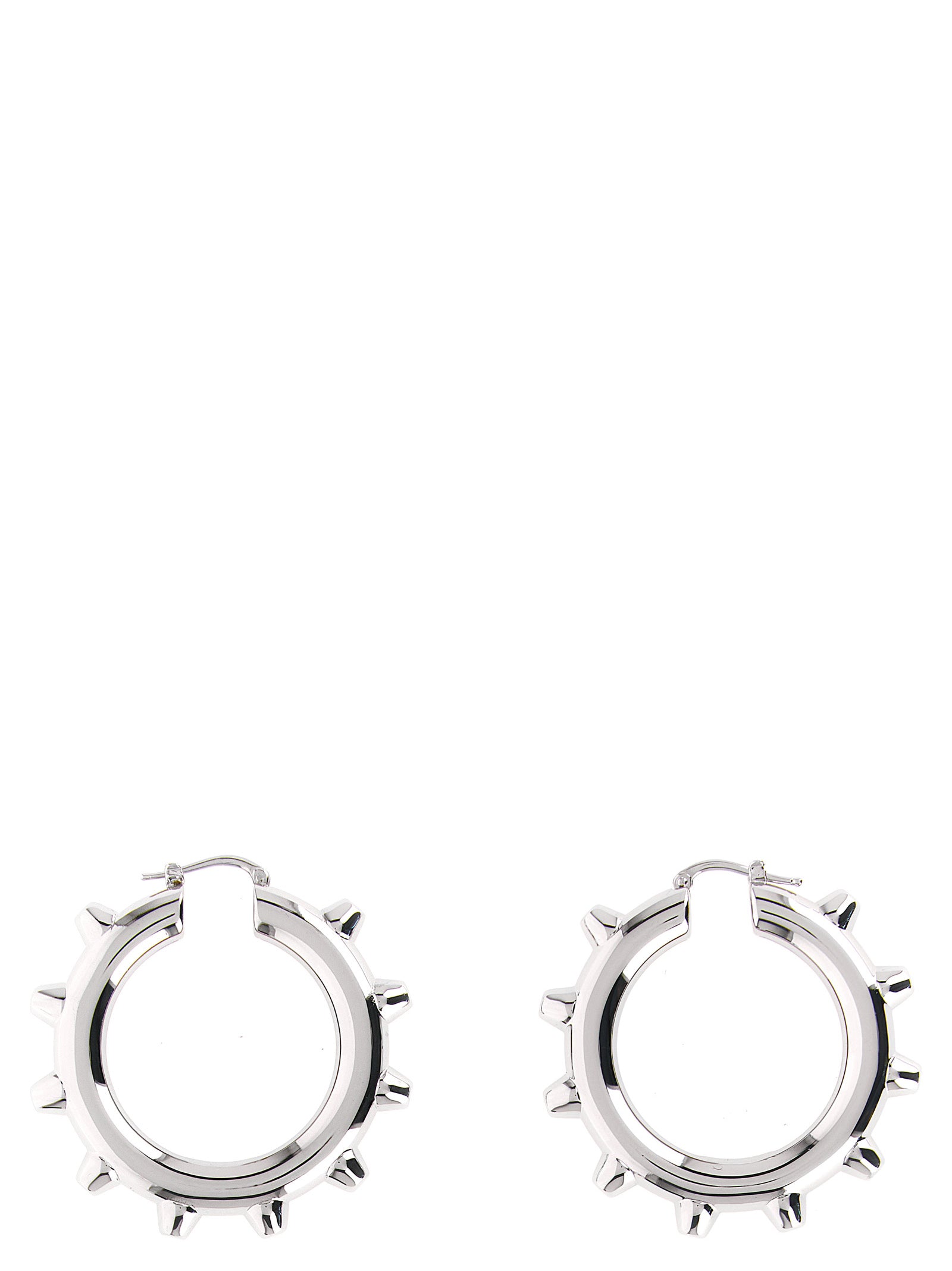 Earrings by Jil Sander for women in cotton silver & hooped features an ornate hoop from the Women's Hoop Silver Brass Earrings collection, showcasing a ornate finish that embodies sophisticated luxury.