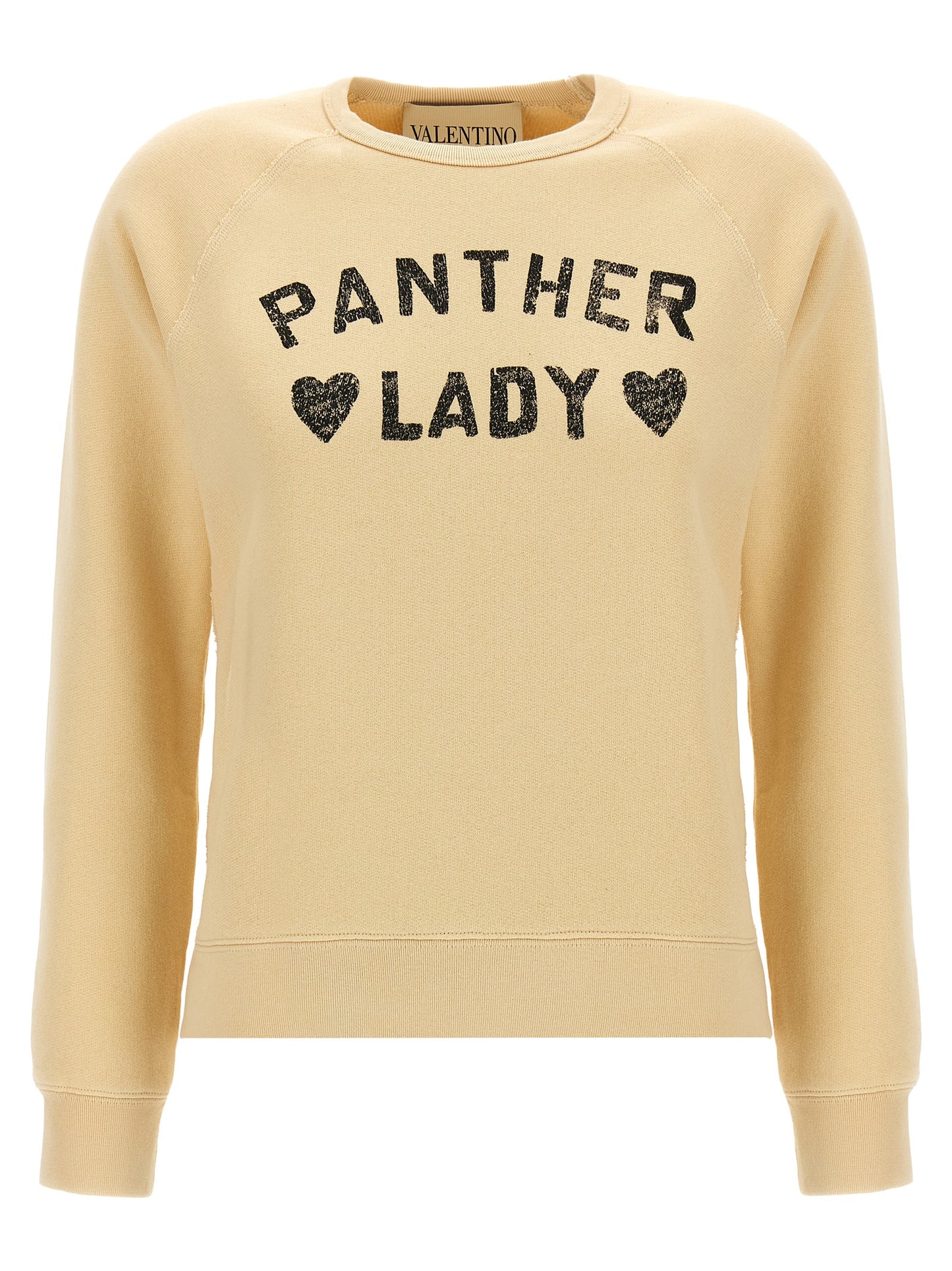 Activewear Sweatshirt by Valentino Garavani for women in cotton beige & print presents a dynamic silhouette, featuring a dynamic crew neckline and detailed with functional .