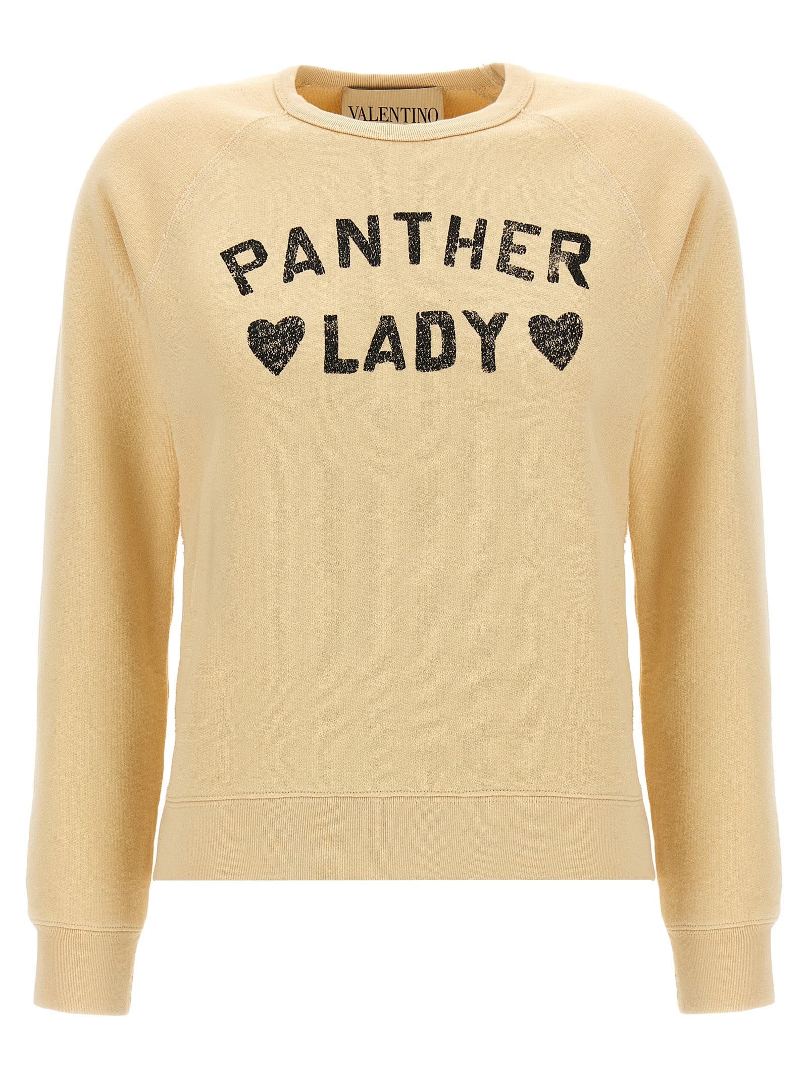 Activewear Sweatshirt by Valentino Garavani for women in cotton beige & print presents a dynamic silhouette, featuring a dynamic crew neckline and detailed with functional .