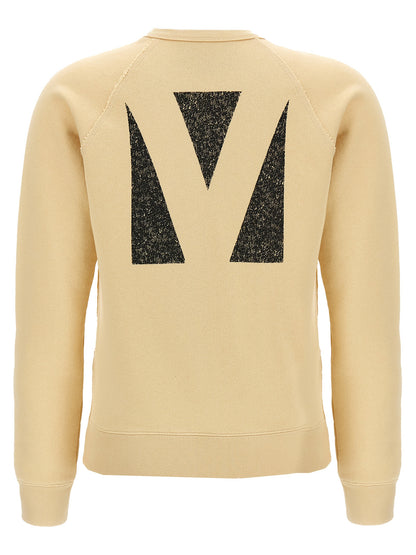 Activewear Sweatshirt by Valentino Garavani for women in cotton beige & print presents a dynamic silhouette, featuring a dynamic crew neckline and detailed with functional .