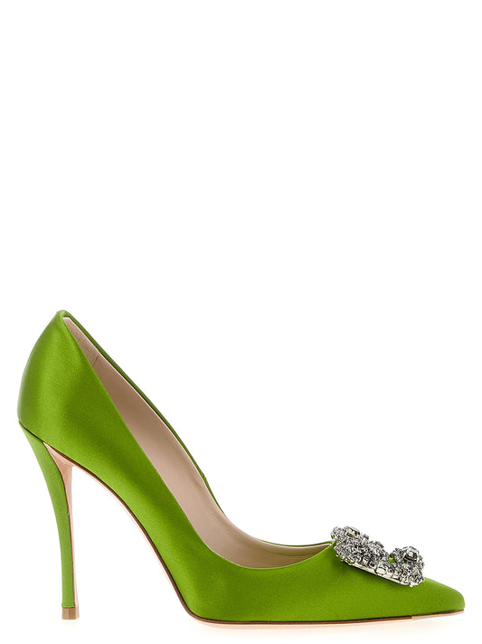 High-Heel Pumps Heels by Roger Vivier for women in viscose silk satin and bicolour & green showcases a effortlessly elegant silhouette as Women's Viscose Silk Satin High-Heel Pumps Heels, featuring a effortlessly elegant high-heel and a effortlessly elegant for an elegant look.