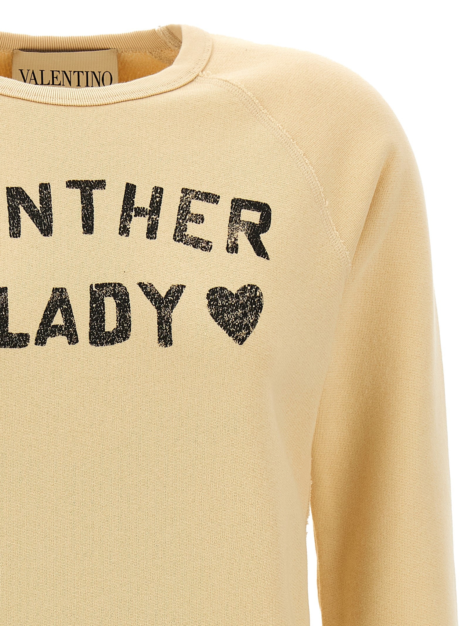 Activewear Sweatshirt by Valentino Garavani for women in cotton beige & print presents a sporty silhouette, showcasing a sophisticated crew neckline and detailed with premium for a sporty finish.