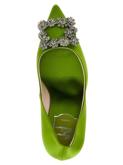 High-Heel Pumps Heels by Roger Vivier for women in viscose silk satin bicolour & green features a effortless chic silhouette, showcasing the Women's Viscose Silk Satin High-Heel Pumps Heels design with a effortless chic high-heel and for a effortless chic finish.