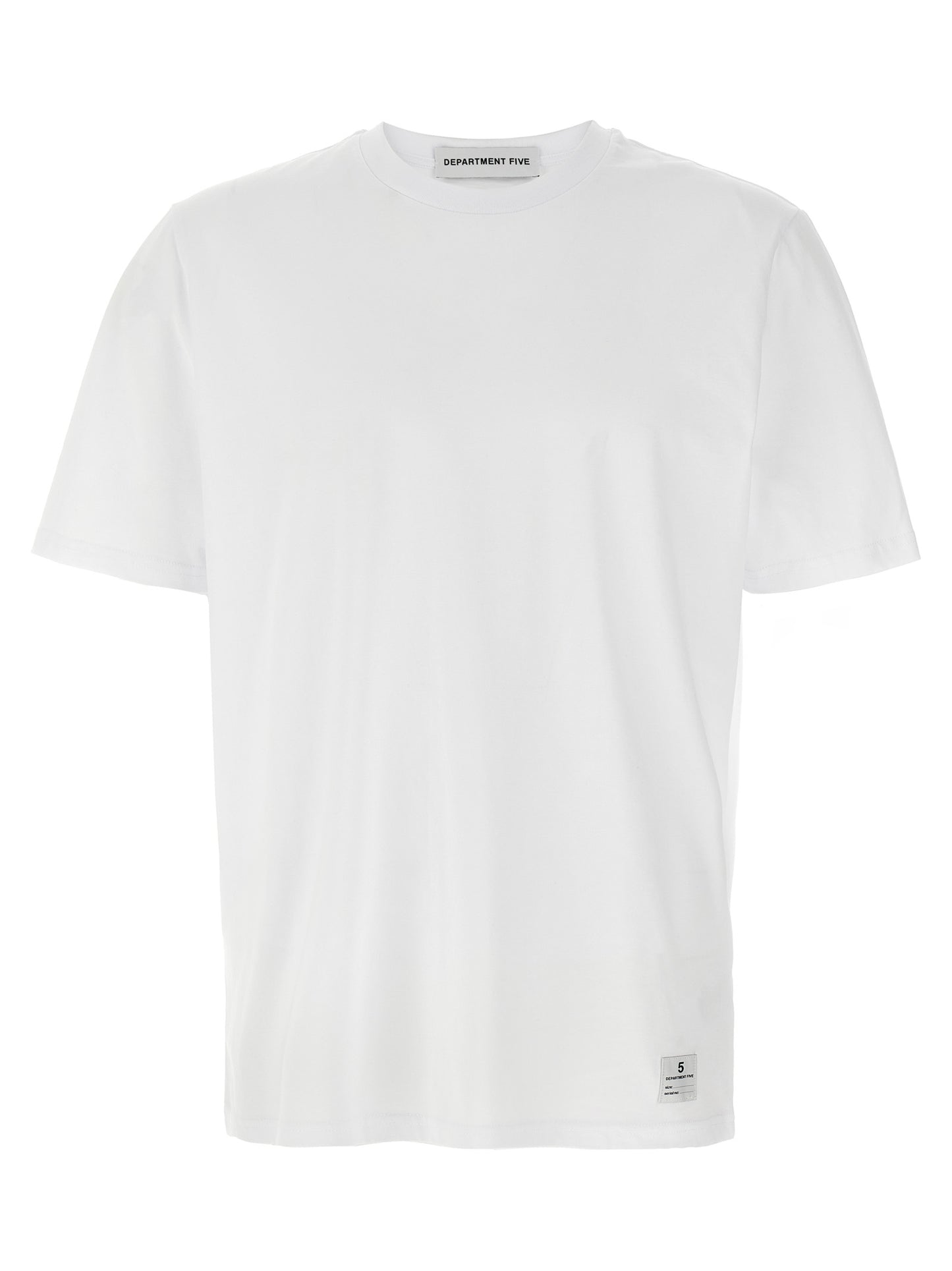T-Shirt by Department 5 for men in cotton white & print showcases a fashionable silhouette, elegantly detailed with a fashionable short-sleeve and crew neckline for a sophisticated, high-fashion look.