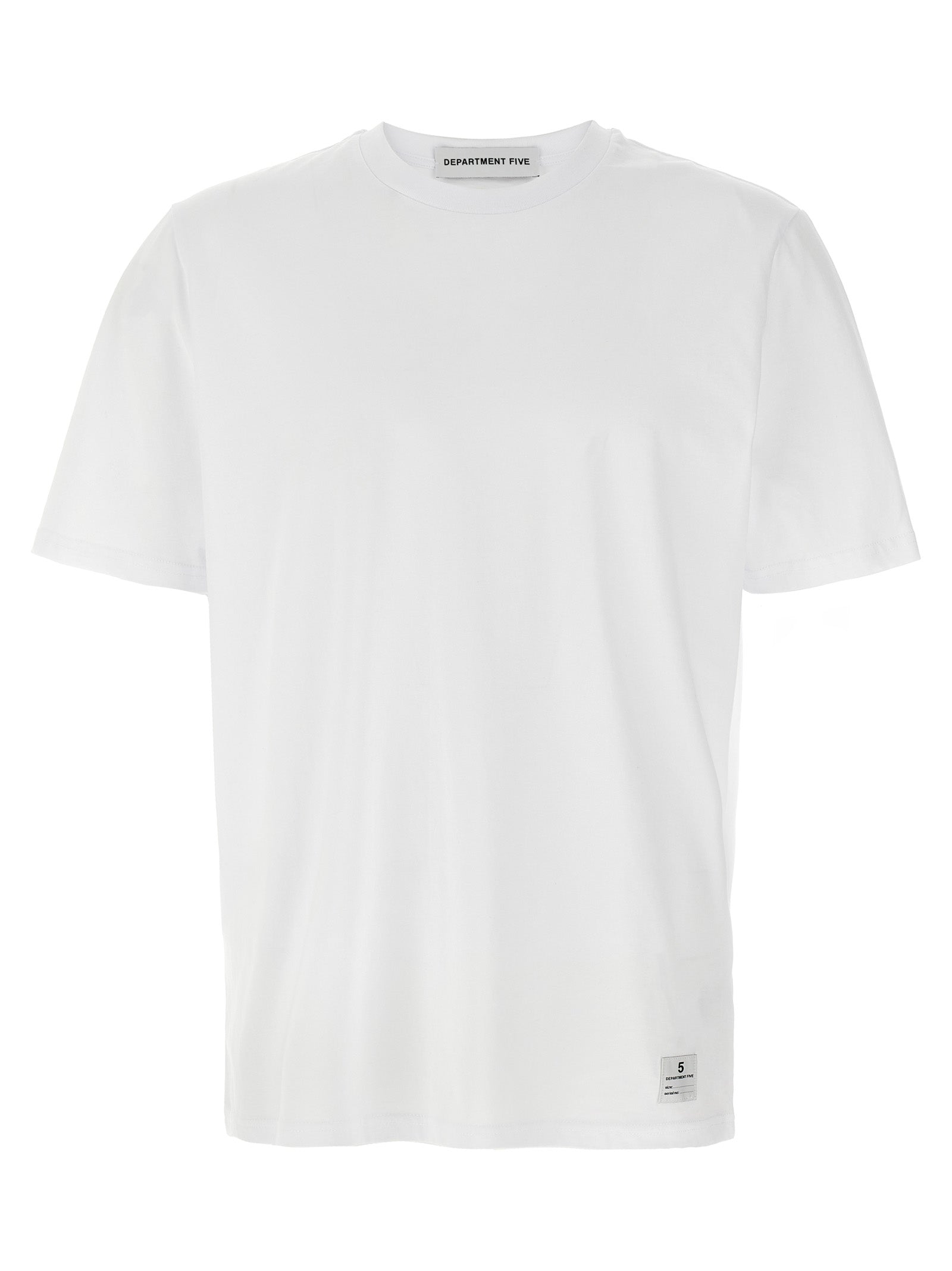 T-Shirt by Department 5 for men in cotton white & print showcases a fashionable silhouette, elegantly detailed with a fashionable short-sleeve and crew neckline for a sophisticated, high-fashion look.