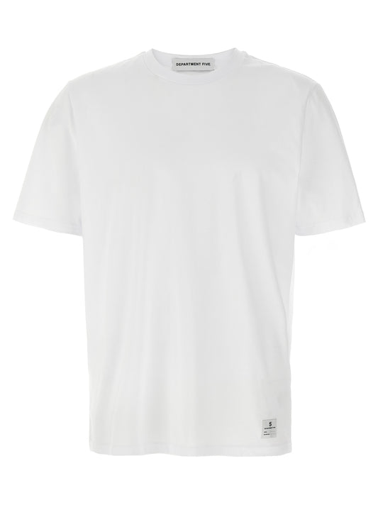 T-Shirt by Department 5 for men in cotton white & print showcases a fashionable silhouette, elegantly detailed with a fashionable short-sleeve and crew neckline for a sophisticated, high-fashion look.