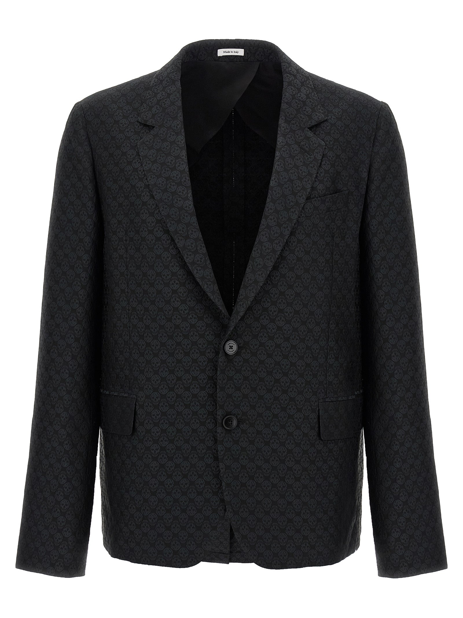 Blazer by Alexander McQueen for men in polyester & viscose black, patterned & jacquard features an stylish silhouette, showcasing a sophisticated and stylish for a truly stylish finish.