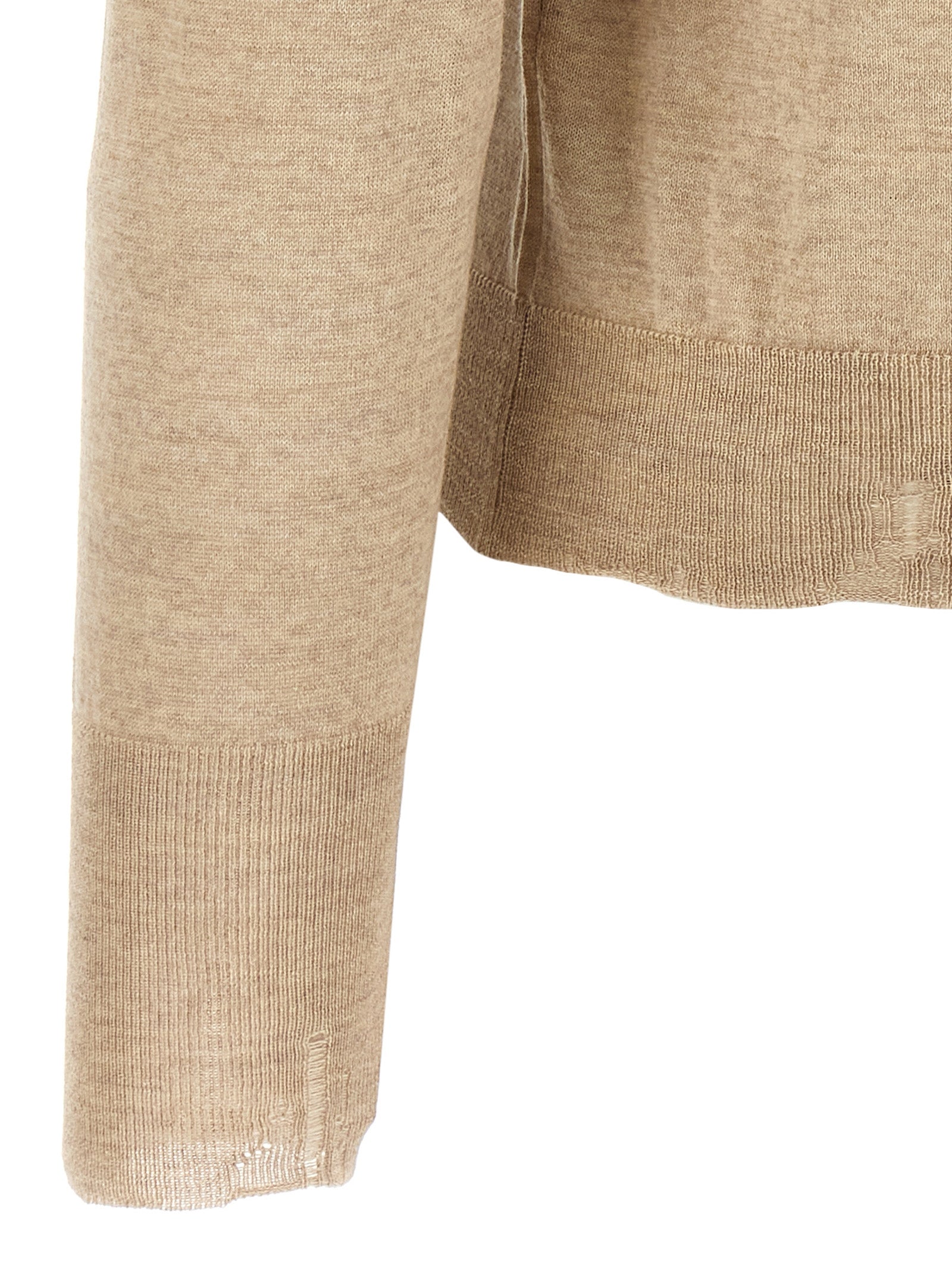 Cardigan by Golden Goose for women in virgin wool beige presents a textural silhouette, artfully finished with a textural and for a sophisticated, textural look.