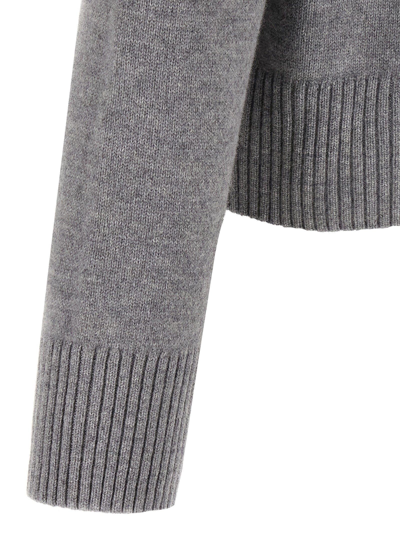 Cardigan by Ami Paris for men in cashmere gray showcases a captivating silhouette, artfully detailed with a captivating and for a truly sophisticated captivating look.