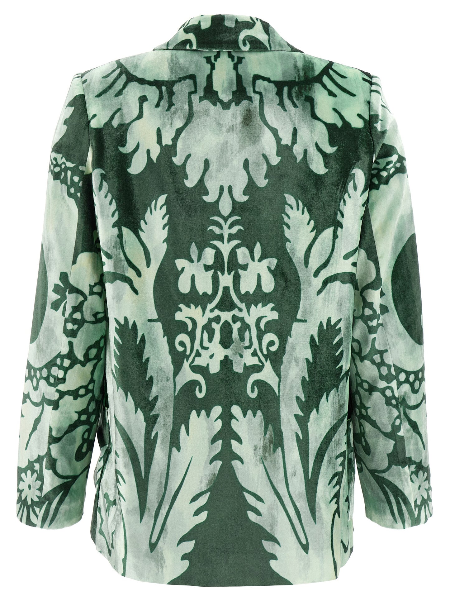 Blazer by F.R.S. - FOR RESTLESS SLEEPERS for women in viscose silk velvet bicolour & green showcases a discerning silhouette, elegantly detailed with a sophisticated and premium for a truly discerning finish.