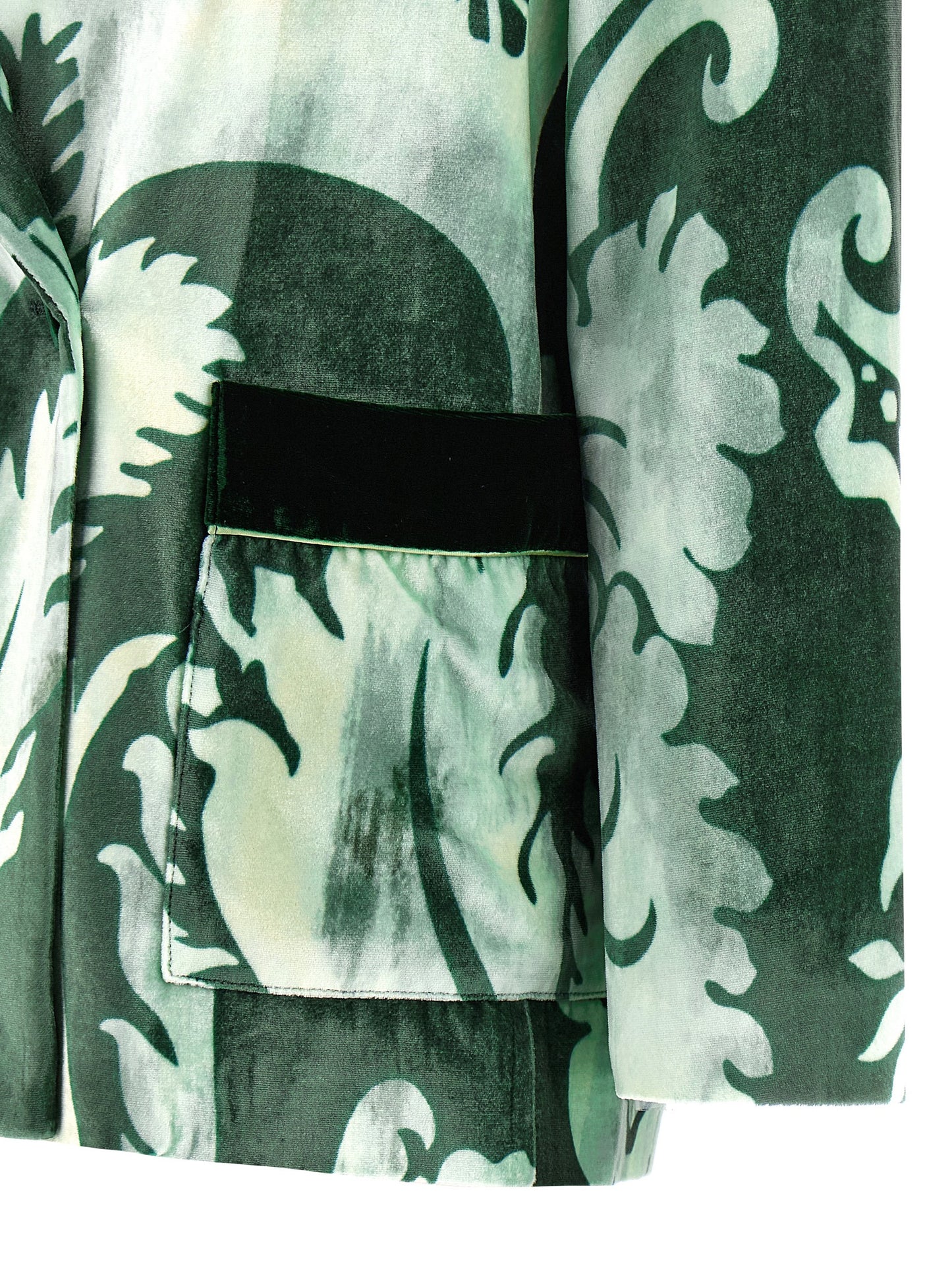 Blazer by F.R.S. - FOR RESTLESS SLEEPERS for women in viscose silk velvet bicolour & green presents a distinguished silhouette, detailed with a distinguished and distinctive for a truly sophisticated finish.