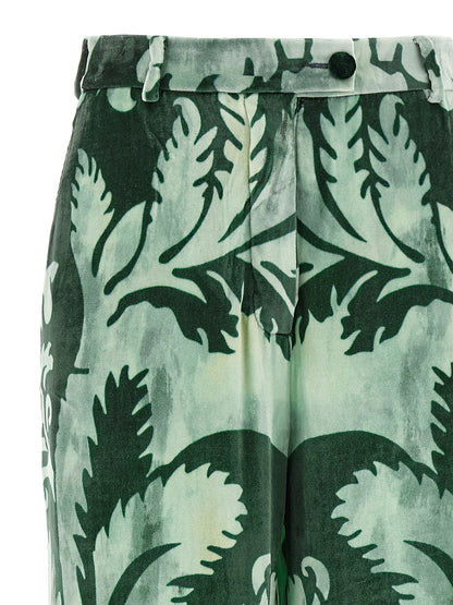 Casual Pants by F.R.S. - FOR RESTLESS SLEEPERS for women in silk & viscose bicolour, green, floral & print presents a refined pantology silhouette, artfully defined by a refined pantology straight & wide, long, and a sophisticated .
