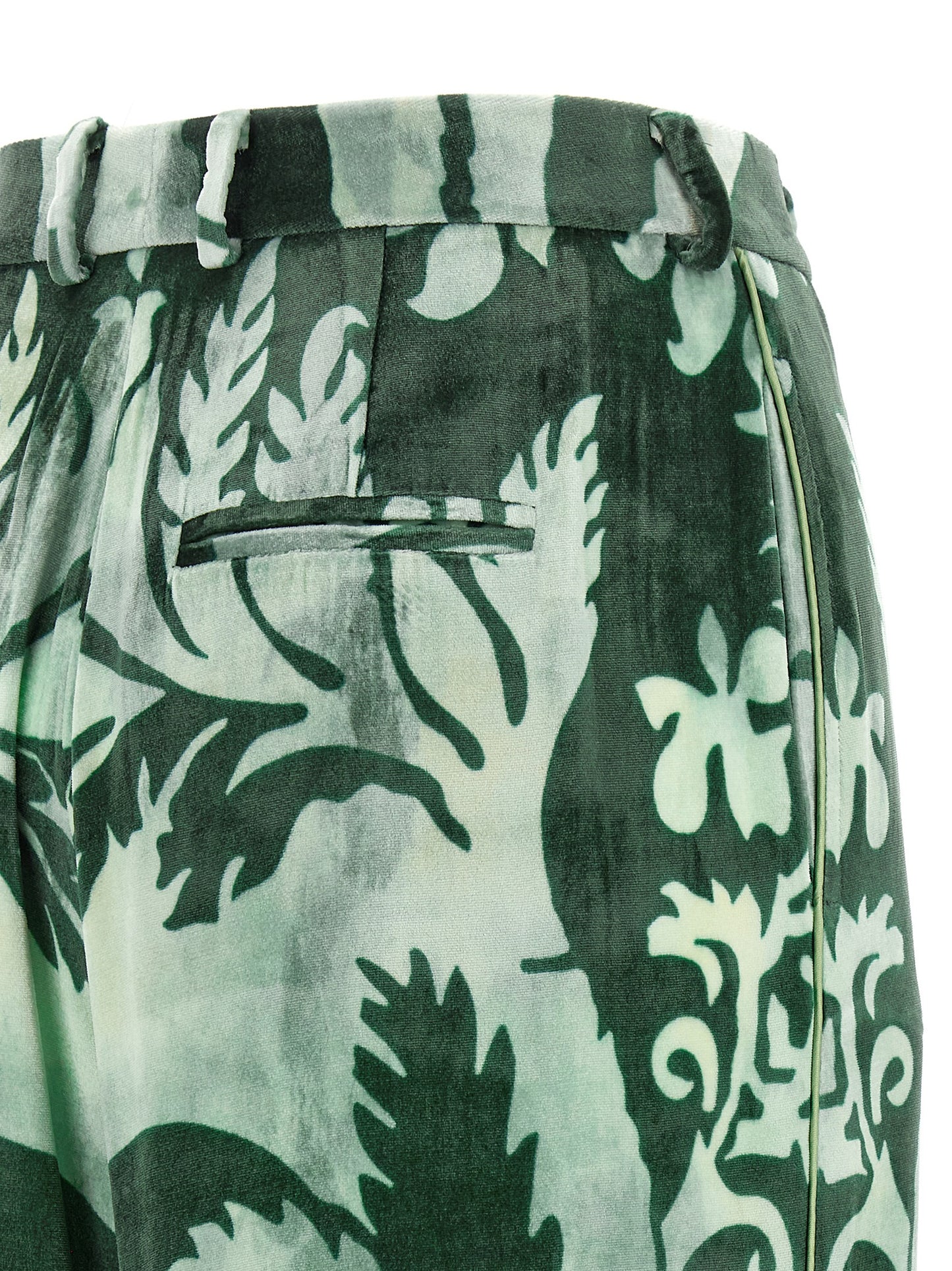 Casual Pants by F.R.S. - FOR RESTLESS SLEEPERS for women in silk & viscose bicolour, green, floral & print features a polished silhouette with a polished straight & wide, reaching a polished long and finished with a polished .