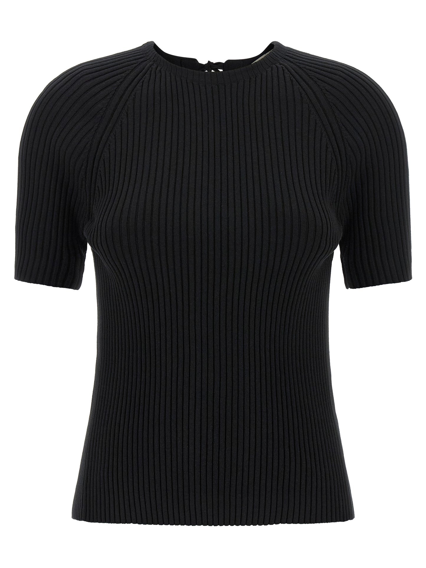 Cardigan by Tory Burch for women in stretch polyamide cotton black features a nuanced silhouette with a refined crew neckline and nuanced short-sleeve detailing for a sophisticated look.