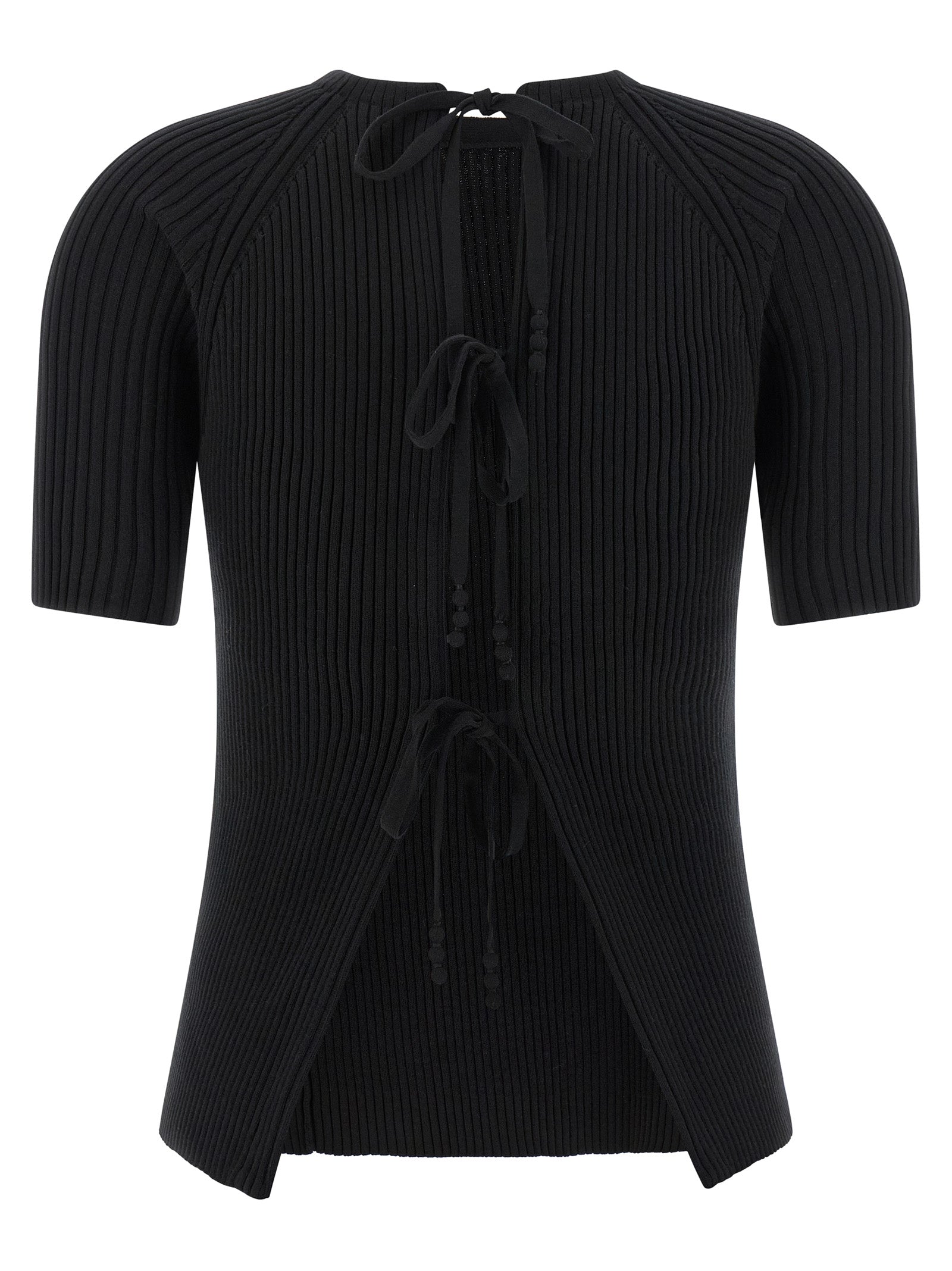 Cardigan by Tory Burch for women in stretch polyamide cotton black features an crisp silhouette, showcasing a sophisticated crew neckline and detail for a truly crisp finish.