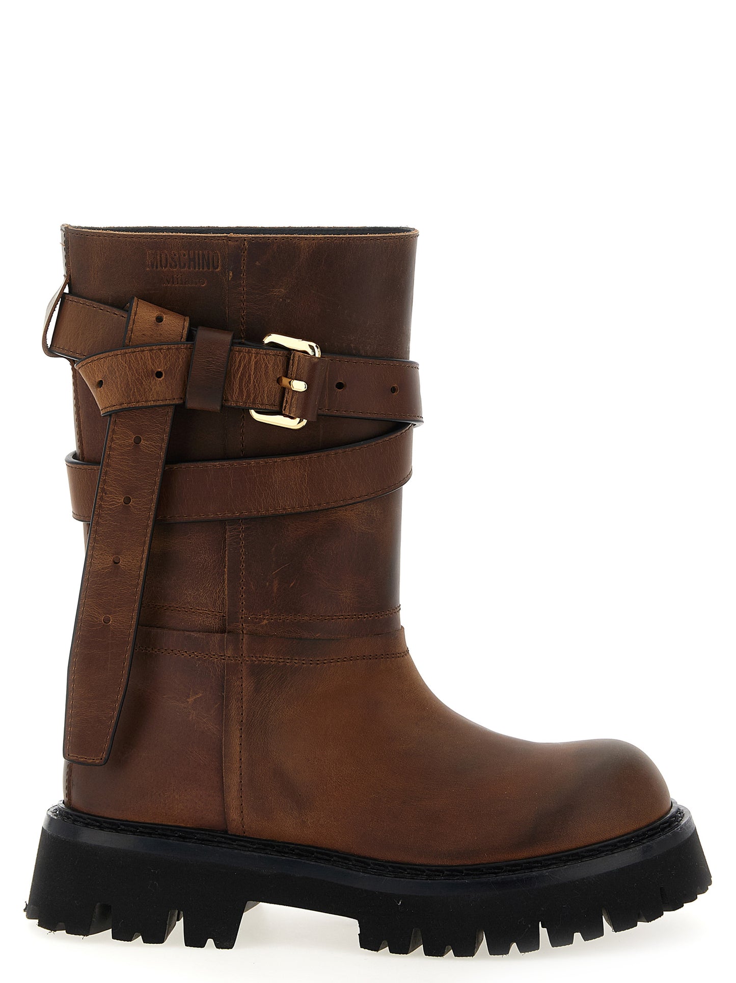 Over-The-Knee Boots by Moschino for women in leather & velvet brown showcases a ergonomic silhouette from the Women's Leather & Velvet Over-The-Knee Boots collection, featuring a ergonomic and a ergonomic .