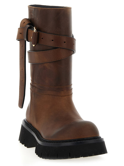 Over-The-Knee Boots by Moschino for women in leather & velvet brown features an enchanting design from the Women's Leather & Velvet Over-The-Knee Boots collection, highlighting a enchanting and for a refined look.