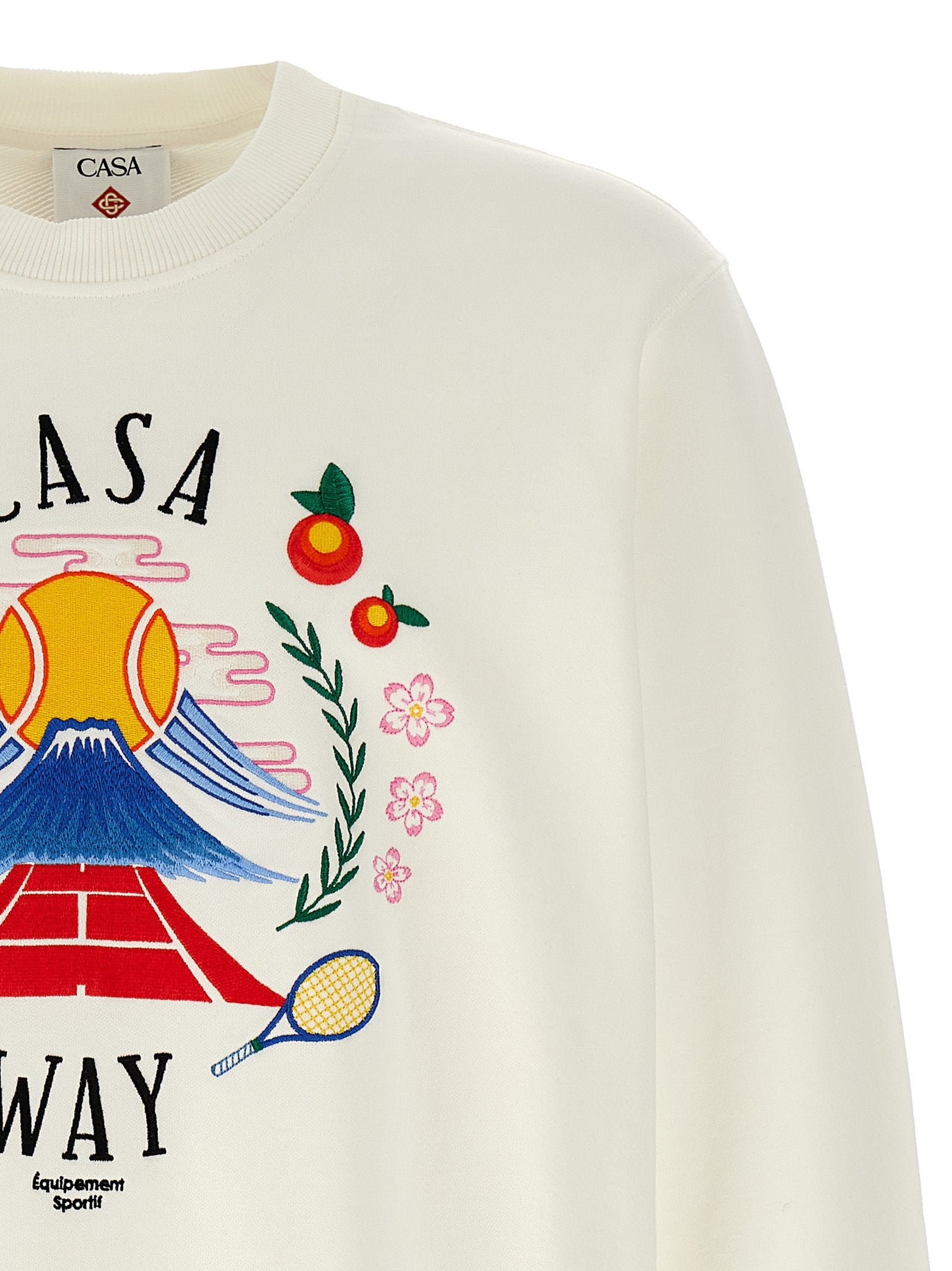 Sweatshirt by Casablanca for men in cotton white features an enviable silhouette, showcasing a premium and refined crew neckline for a truly enviable finish.