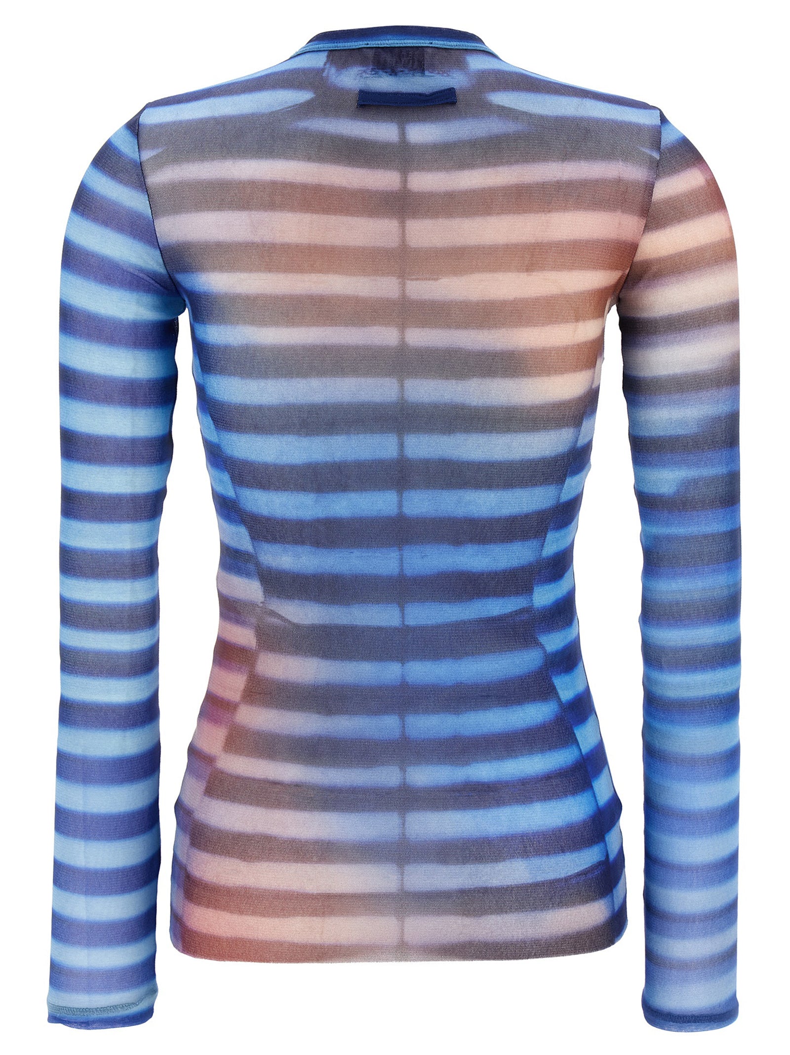 Shirt by Jean Paul Gaultier for women in polyamide multicolor, patterned & print features an architectural silhouette with a refined and elegant crew neckline for a architectural look.