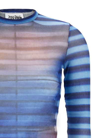 Shirt by Jean Paul Gaultier for women in polyamide multicolor, patterned & print features an polished silhouette, showcasing a sophisticated crew neckline and detail for a truly polished finish.